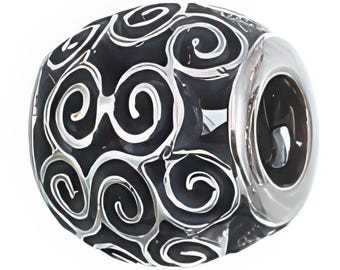 Silver Swirl Spacer Bead, Real Sterling Silver, Zable, Chamilia, European Beads, Fits Pandora Bracelets