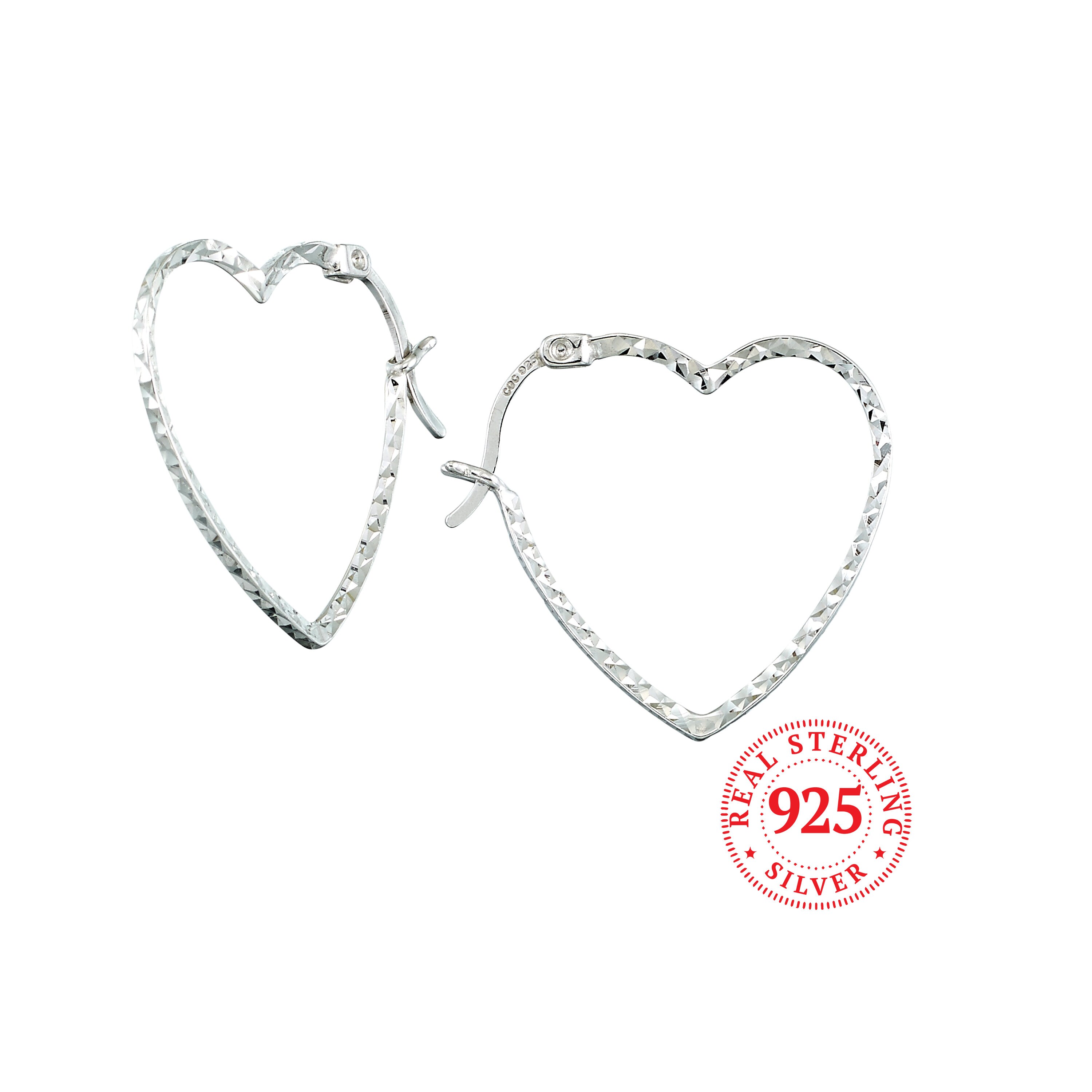 Orecchini A Cerchio Geometrici A Forma Di Cuore - Grandi E Alla Moda - Placcati In Oro/Action - Regalo Donna - 3
