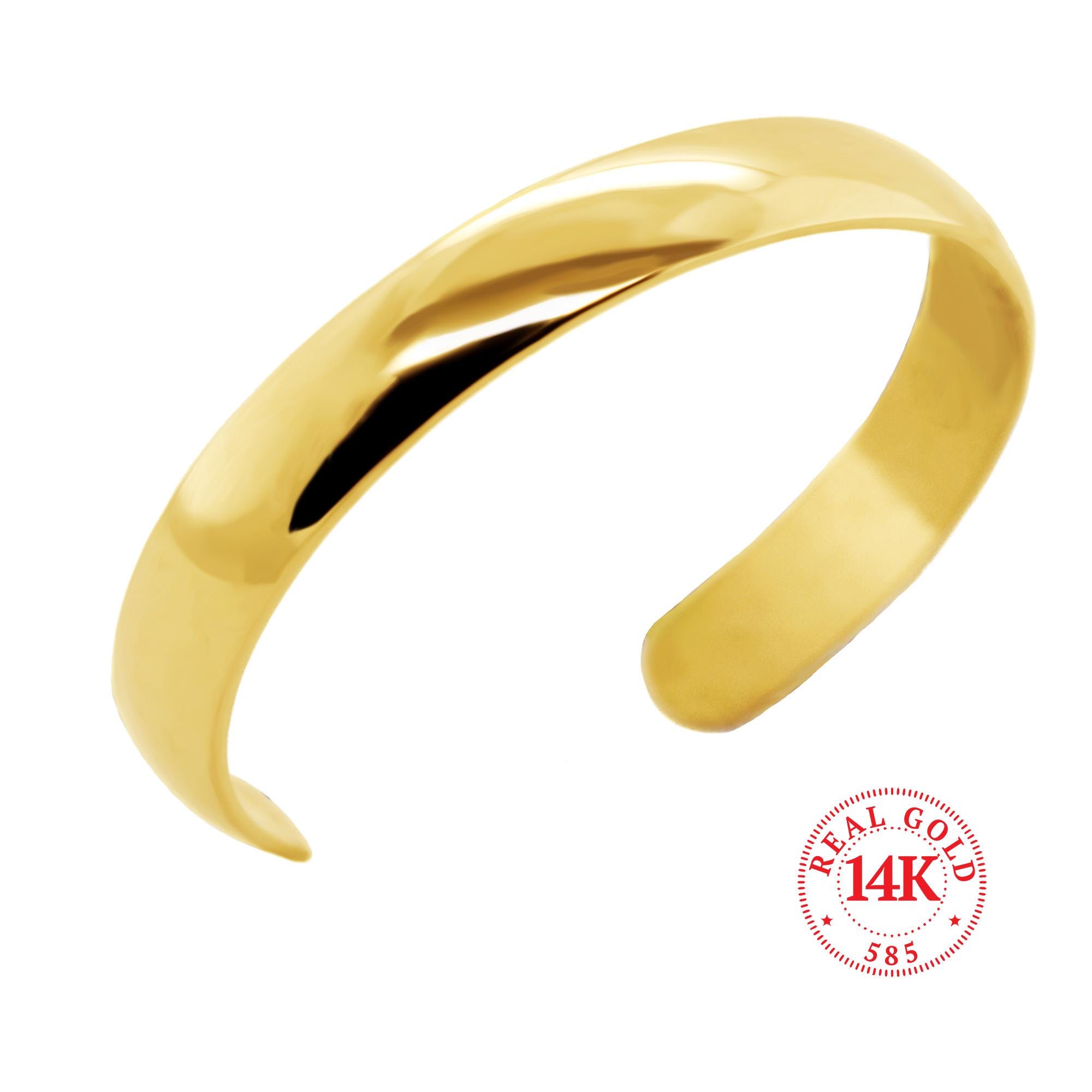 14K Solid Gold Toe Ring, High Polished, Adjustable, Minimalist, Made in USA, 3mm band