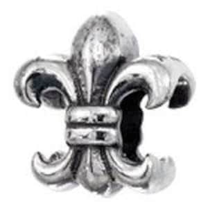 Fleur De Lis Charm Bead, Real Sterling Silver, Zable, Chamilia, European Beads, Fits Pandora Bracelets