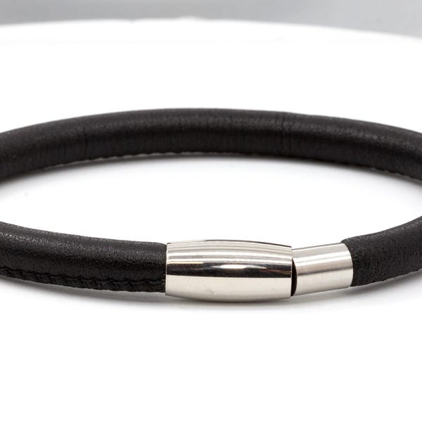 Leather Magnetic Bracelet, easy-close clasp, 8" one size fits most