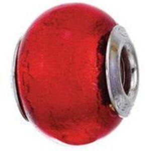 Murano Glass Bright Red Charm Bead, Real Sterling Silver, Zable, Chamilia, European Beads, Fits Pandora Bracelets