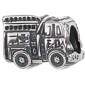 Fire Truck Charm Bead, Fits Pandora Bracelets, Zable, Chamilia, European Beads, Real Sterling Silver
