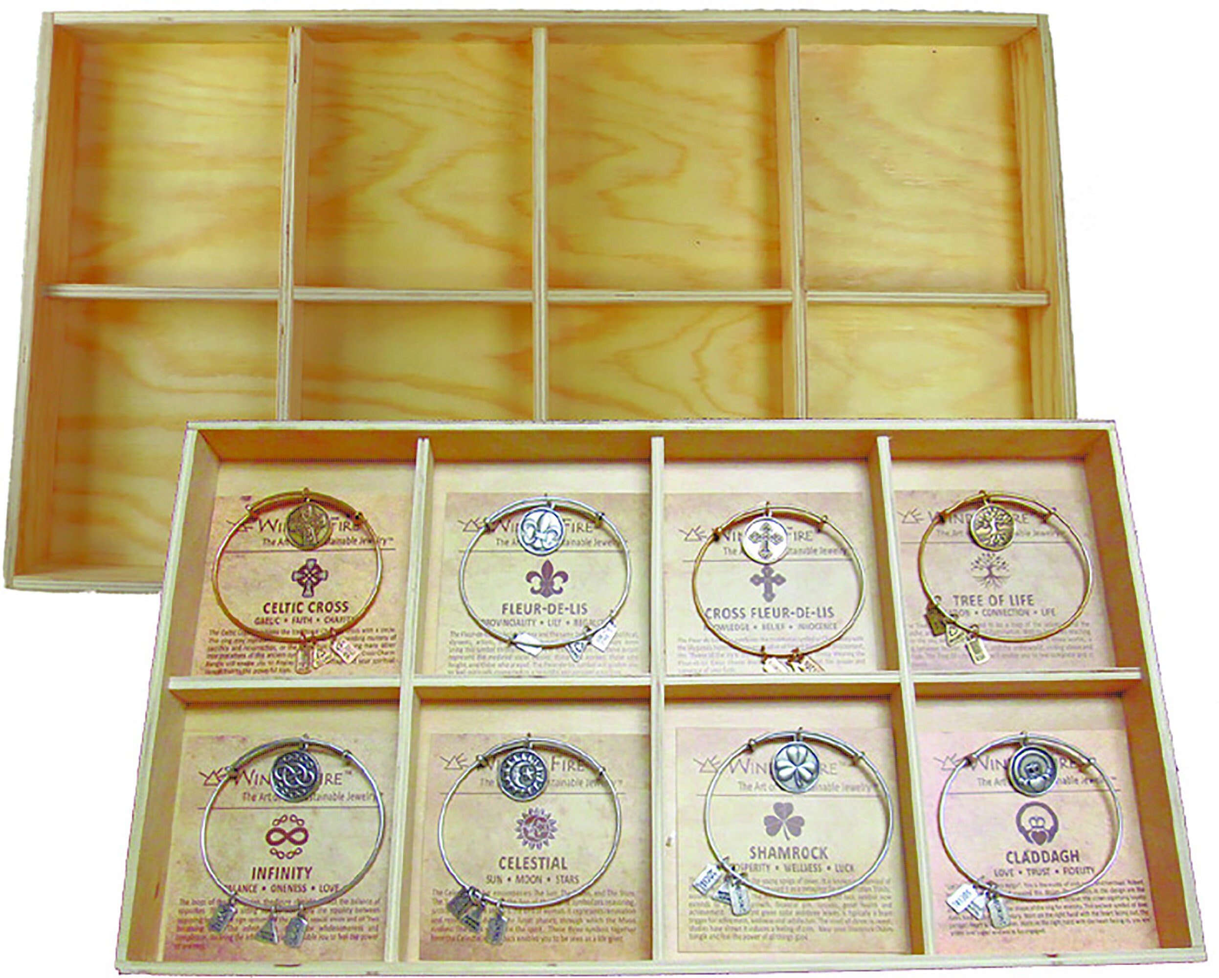 8 Compartment Stackable Wood Jewelry Tray Storage or Retail Etsy