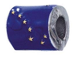 Alaska Flag Charm Bead, Real Sterling Silver, Zable, Chamilia, European Beads, Fits Pandora Bracelets