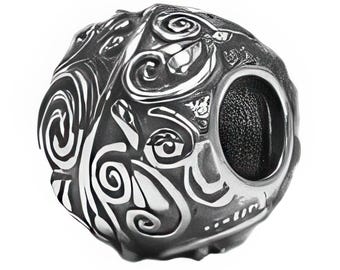 Whimsical Spacer Charm Bead, Real Sterling Silver, Fits Pandora Bracelets, Zable, Chamilia, European Beads