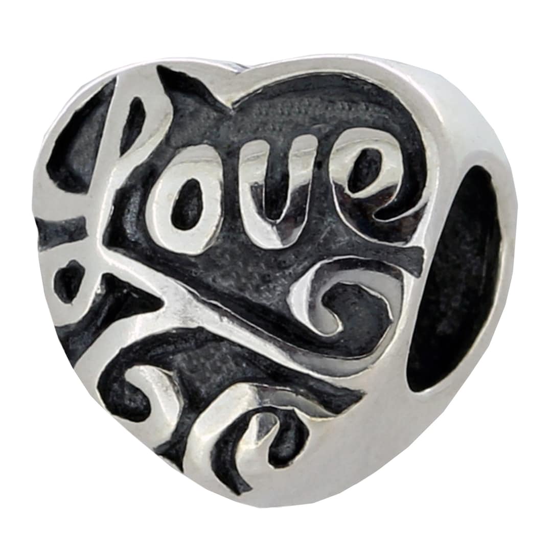 Love Heart Charm Bead, Real Sterling Silver, Pandora, Zable, Chamilia