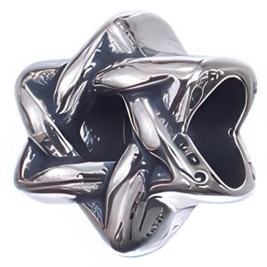 Star of David Charm Bead, Fits Pandora Bracelets, Zable, Chamilia, European Beads, Real Sterling Silver