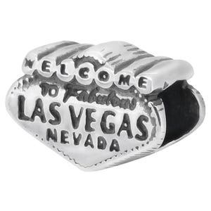 Charm "Bienvenido a Las Vegas", plata de ley auténtica, compatible con pulseras Pandora, Zable, Chamilia y cuentas europeas.