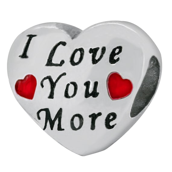 I Love You More Charm Bead, Fits Pandora Bracelets, Zable