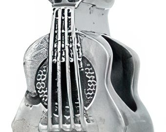 Guitar Charm Bead, Real Sterling Silver, Zable, Chamilia, European Beads, Fits Pandora Bracelets