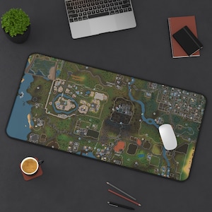 _OSRS | Runenlandschaft | Schreibtischunterlage | Mousepad | Mauspad | Leuchtend bunt | Gielinor Karte | Geschenk | Spielen | Geek