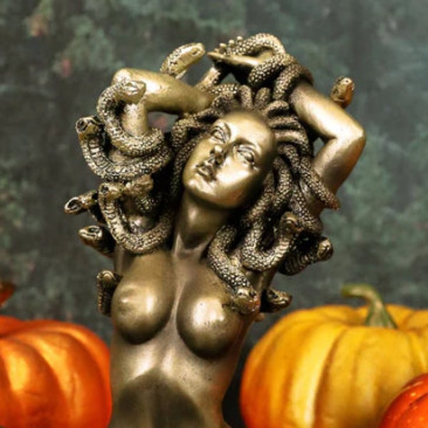 Greek  Kneeling Nude Seductive Medusa With Snake Hair Statue