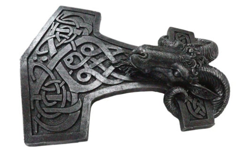 Viking Ram Skull God Thor Hammer Mjolnir With Runes Knotwork Wall Decor ...