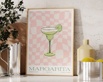 Impression cocktail Margarita | Art mural rétro de galerie de chariot de bar