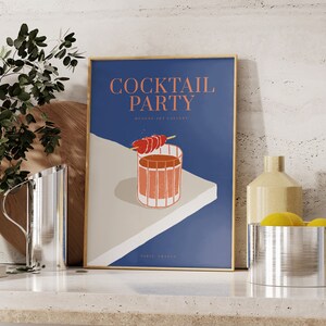 Impresión de fiesta de cócteles / Arte mural de cócteles / Póster de cócteles / Regalo para amantes de las bebidas / Decoración de cocina / Arte mural de comedor