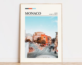 Impresión de Mónaco / Póster de Mónaco / Arte de pared / Minimalista / Estilo vintage