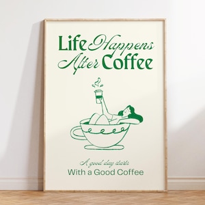 Coffee Print | Kitchen Wall Art |  Coffee Lover Gift | Hand Drawn Art | Coffee Illustration Print | Kitchen Poster