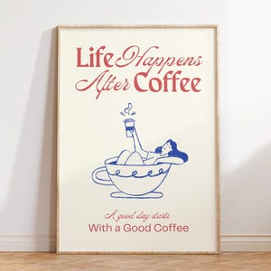 Kaffee Poster | Kunst für Küche |  Kaffeeliebhaber Geschenk | Handgezeichnete Kunst | Kaffee Illustration Druck | Küchen Poster