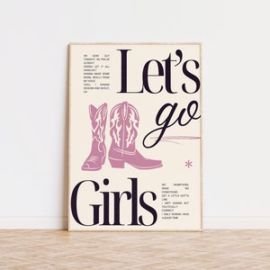 Let&#39;s Go Girls Print | Shania Twain Wall Art | Country music | Cowboy boots | Rodeo | Line Dancing | Cowgirl Print | A5, A4, A3, A2, A1