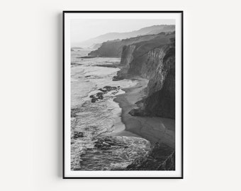 California Coast | Black and White Print | Photography | Coastal Wall Art | Ocean Print | Minimalist