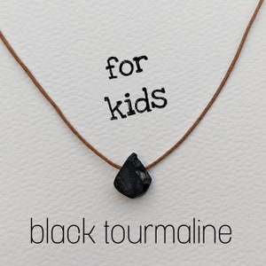 Children's necklace raw black tourmaline protective stone necklace for children with crystal pendant protective necklace gift child children's necklace children's jewelry