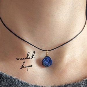 Raw lapis lazuli necklace cotton cord lapis lazuli necklace gemstone necklace lapis lazuli pendant necklace healing stone lapis lazuli choker crystal image 1