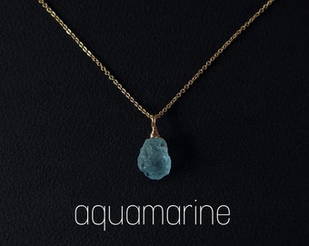 Raw Aquamarine Necklace Gold or Silver Aquamarine Necklace Gemstone Necklace Aquamarine Pendant Necklace Healing Stone Aquamarine Jewelry Gift