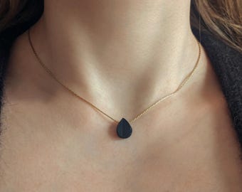 Roher schwarzer Turmalin Choker schwarzer Turmalin Tropfen roh Schutzstein Kette Edelstein Schmuck Silber Gold schwarzer Turmalin Kette