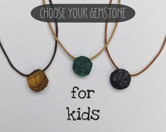 Children's necklace raw gemstone protective stone necklace for children with crystal pendant protective necklace gift child tourmaline children's necklace children's jewelry