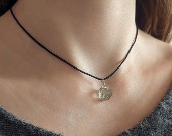 Raw green amethyst necklace prasiolite choker cotton prasiolite necklace gemstone necklace green amethyst pendant healing stone necklace crystal