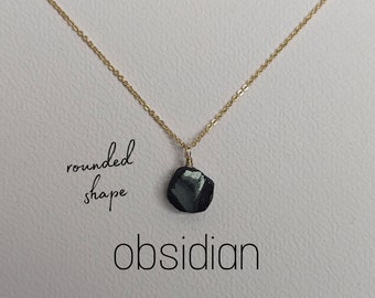 Raw Obsidian Necklace Gold or Silver Obsidian Necklace Gemstone Necklace Obsidian Pendant Necklace Healing Stone Necklace Obsidian Jewelry Necklace