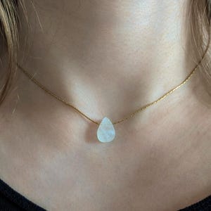 Genuine raw moonstone necklace rainbow moonstone raw drop necklace moonstone necklace gemstone jewelry silver gold moonstone necklace