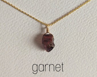 Raw Garnet Necklace Gold Garnet Necklace Gemstone Necklace Garnet Pendant Necklace Healing Stone Necklace Garnet Jewelry Esoteric Gift for Her