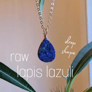 Raw Lapis Lazuli Necklace Drop Lapis Lazuli Pendant silver or gold Lapis Lazuli Jewelry Gemstone Necklace Crystal Birthstone Gift