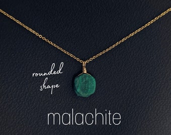 Raw Malachite Necklace Gold or Silver Malachite Necklace Gemstone Necklace Malachite Pendant Necklace Healing Stone Necklace Malachite Jewelry Necklace