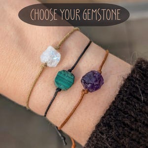 Bracelet with a raw gemstone made of cotton crystal bracelet gemstone bracelet natural jewelry protective bracelet birthstone bracelet