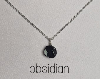 Raw Obsidian Necklace Silver or Gold Obsidian Necklace Gemstone Necklace Obsidian Pendant Necklace Healing Stone Obsidian Jewelry Crystal Gift