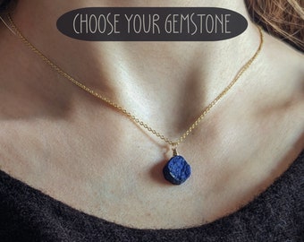 Raw Crystal Necklace Gold or Silver Gemstone Necklace Lapis Lazuli Necklace Lapis Lazuli Pendant Necklace Healing Stone Lapis Lazuli Jewelry