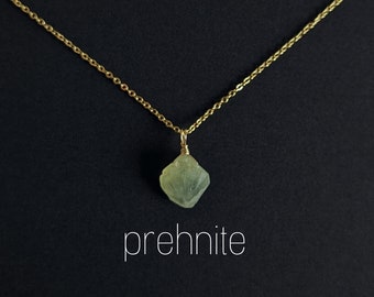Raw Prehnite Necklace Gold or Silver Prehnite Necklace Prehnite Pendant Healing Stone Necklace Prehnite Jewelry Gemstone Gift Natural Jewelry Boho
