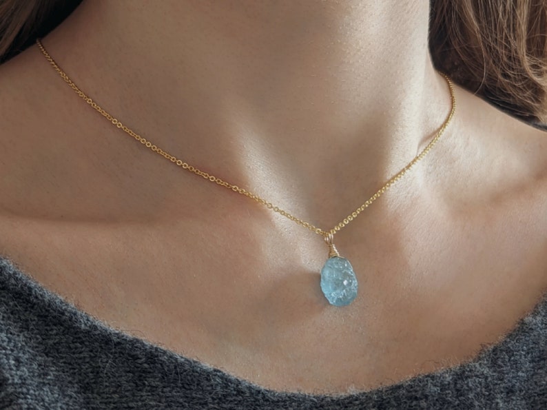 Raw Gemstone Necklace Gold or Silver Crystal Necklace Moonstone Necklace Tourmaline Pendant Necklace Healing Stone Gemstone Jewelry Gift image 2