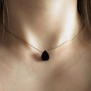 Raw Obsidian Necklace Obsidian Drop Raw Protective Stone Necklace Obsidian Choker Gemstone Jewelry Silver or Gold Obsidian Necklace Gift