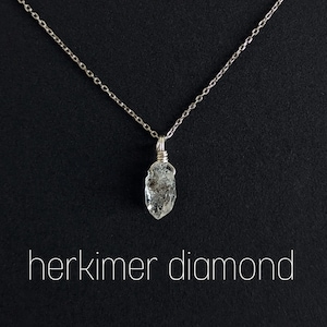 Raw Herkimer Diamond Necklace 925 Silver Gemstone Necklace Silver Herkimer Diamond Pendant Raw Stone Boho Crystal Necklace Boho Jewelry Silver