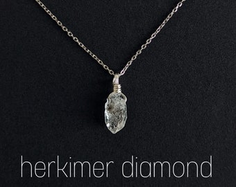 Roher Herkimer Diamant Kette 925 Silber Edelstein Kette Silber Herkimer Diamant Anhänger Heilstein Boho Kristall Kette Boho Schmuck Silber