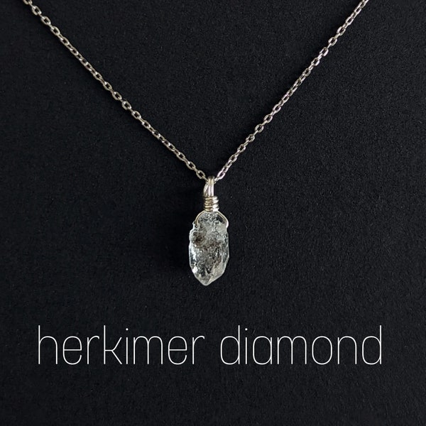 Roher Herkimer Diamant Kette 925 Silber Edelstein Kette Silber Herkimer Diamant Anhänger Heilstein Boho Kristall Kette Boho Schmuck Silber