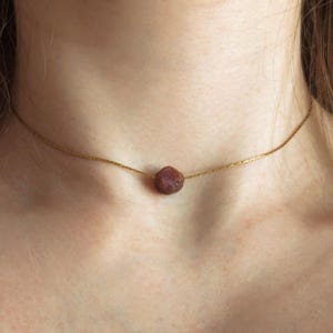 Raw ruby choker, stainless steel waterproof necklace, crystal necklace, gemstone necklace, ruby necklace, gemstone choker, raw crystal, natural jewelry