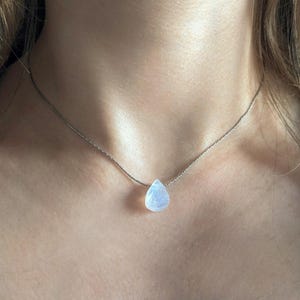 Real raw moonstone necklace rainbow moonstone drop raw moonstone necklace gemstone jewelry silver gold real moonstone necklace gold