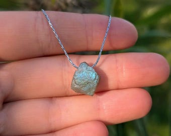 Raw Labradorite Necklace Waterproof Labradorite Choker Crystal Necklace Gemstone Jewelry Gold Silver Necklace Labradorite Pendant Raw Gift