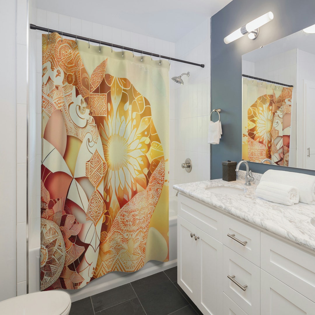 Boho Blush Shower Curtain Intricate Geometric & Natureinspired Pattern