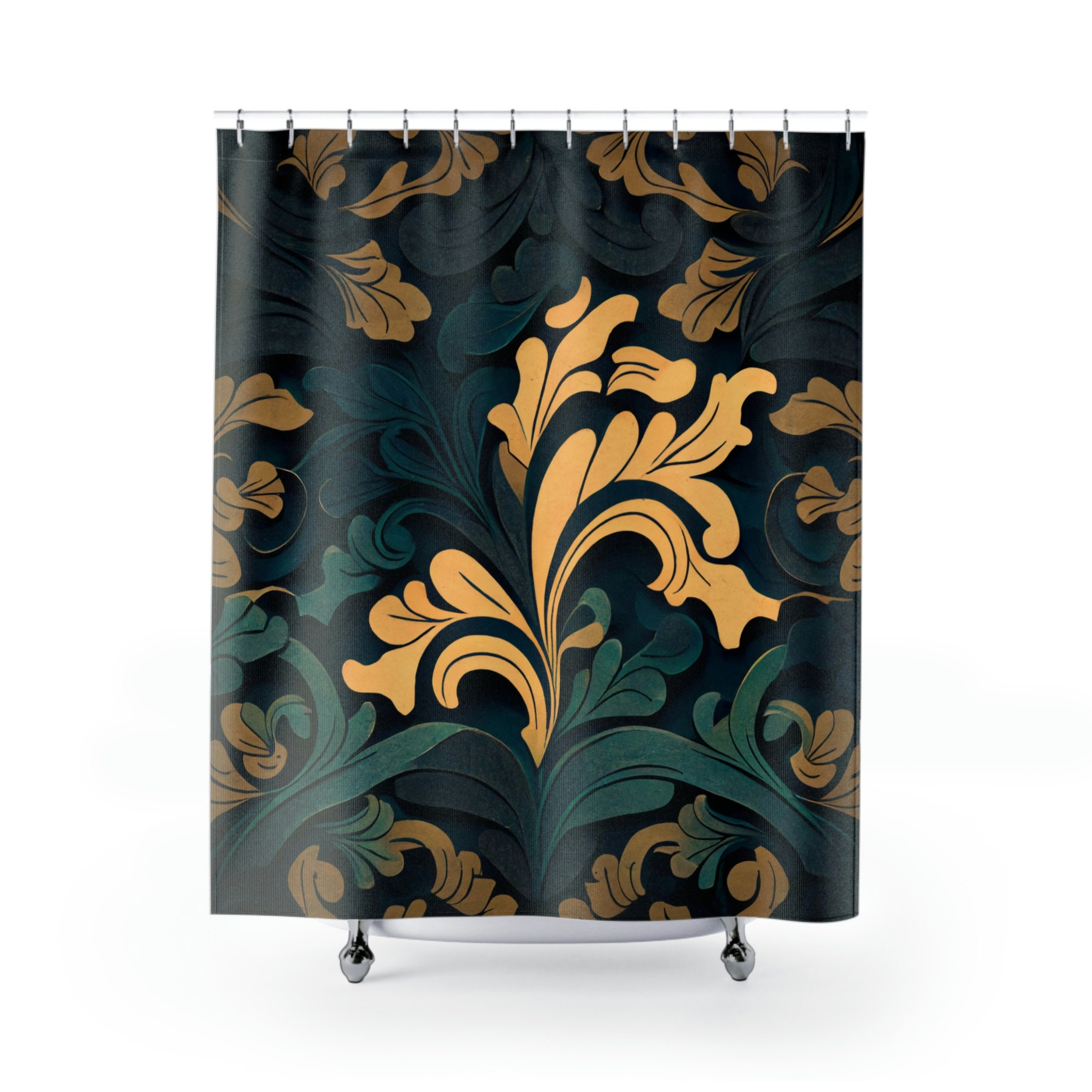 Japandi Elegance 71x74 Baroque Pattern Shower Curtain Etsy